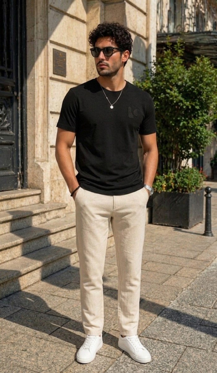 Erkek Siyah Basic T-Shirt 